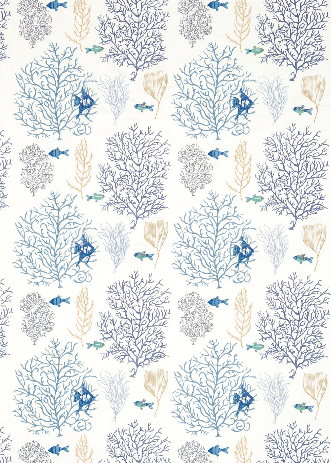 Tessuti Sanderson Coral and Fish Embroidery