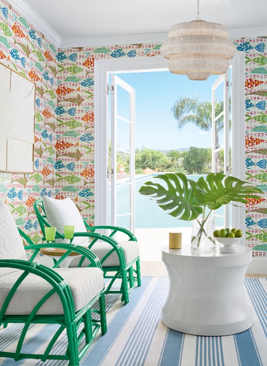 Carta da Parati Thibaut Batik Fish